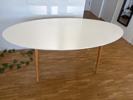 Esstisch 170 × 90 cm, weiss/eichefarben