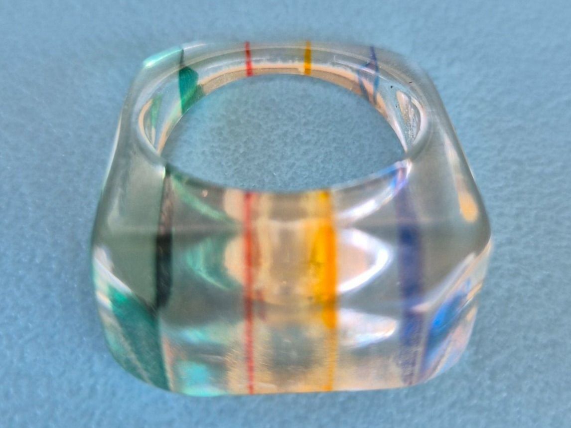 Anelli: RING FINGERRING TRANSPARENT MIT BUNTEN STREIFEN PLEXIGLAS – Nuovo (secondo la descrizione) da Elsau venduto da the-colorful-side 2