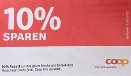 Gutschein 10%Rabatt auf Fleisch Sortiment im Coop