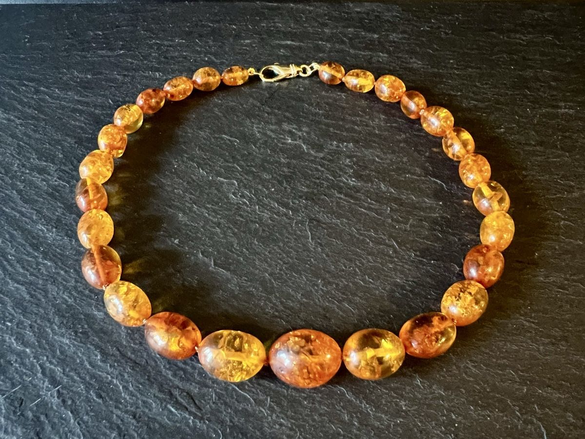 Ketten: Baltic Amber Necklace - Gold Plated Silver – Neu und originalverpackt aus Rüschlikon von ThereseJewelryDesign 2