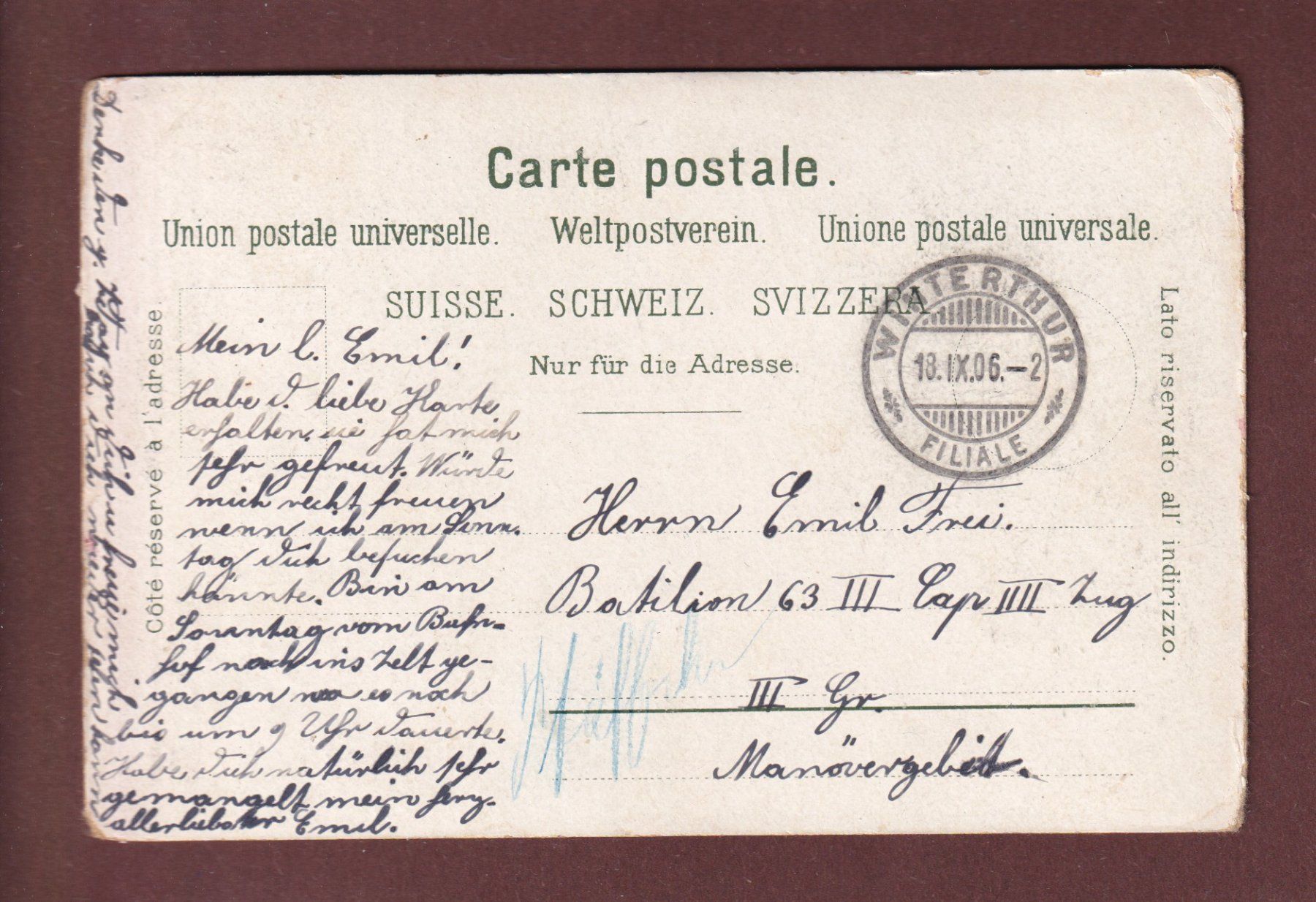 Cartoline postali: WINTERTHUR - Technikum - 1906 – Usato da Pully venduto da nicecards-shop 1