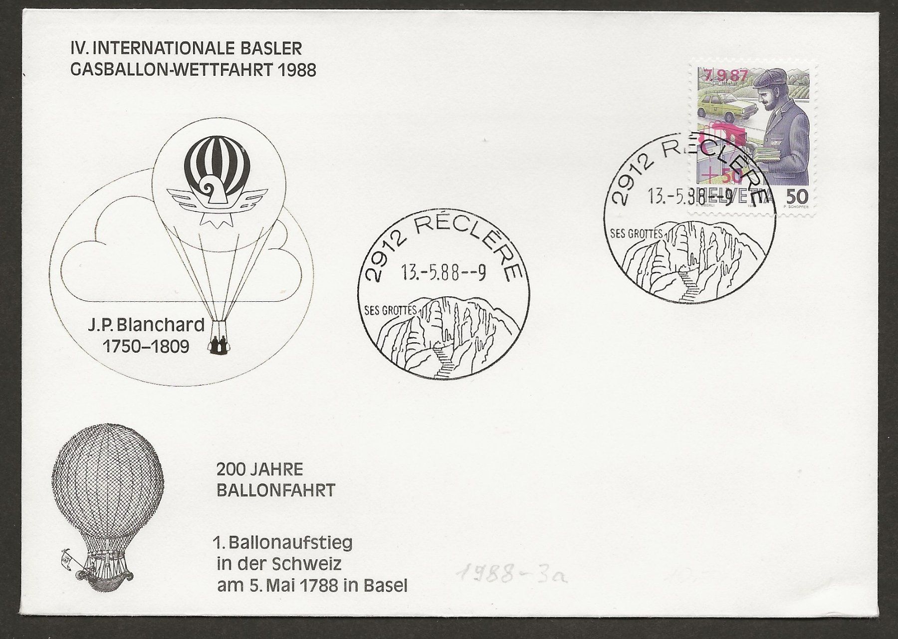 Tutti i francobolli: Ballon Schweiz Basel Réclère 1988 Luftpost – Usato da Au ZH venduto da xelagreb01