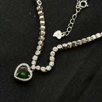 Silber 925 Herz Smaragd Solitär Halskette