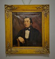 Antikes britisches Ölportrait Gentleman, goldgerahmt