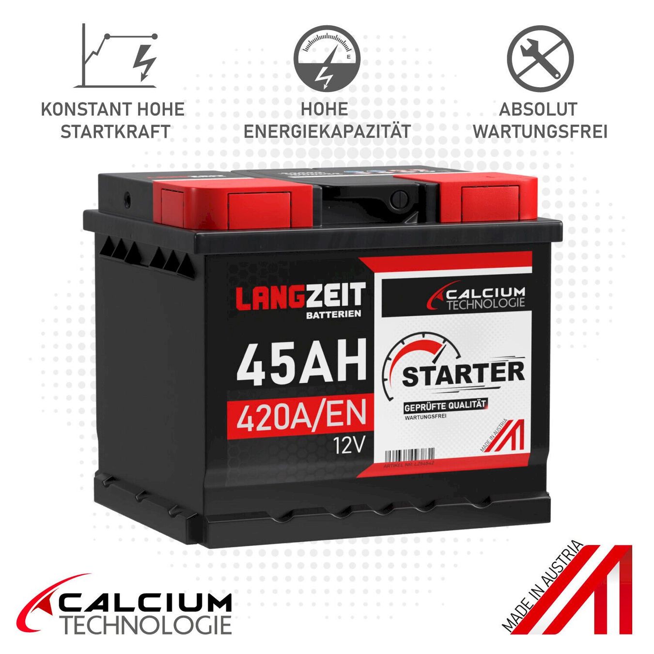 Batterie: LANGZEIT Autobatterie 12V 45Ah – Nuovo e nell'imballaggio originale da Bottighofen venduto da zaap 2