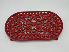 Red Cast Iron Trivet - Ornate Design - Perfect Gift!