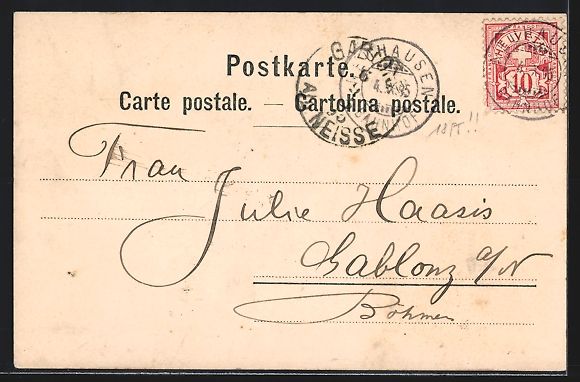 Cartoline postali: Vorläufer-AK Schaffhausen, 1895, Hotel, – Usato da Berlin venduto da bartko-reher 1