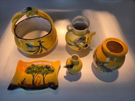 Ensemble céramique provençale motif olives 5 pièces