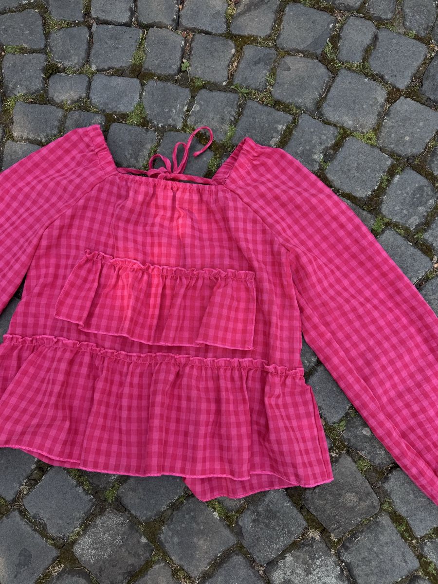 Camicette: Pink Plaid Ruffle Blouse Size S New Cottagecore – Nuovo e nell'imballaggio originale da Effretikon venduto da rus_2l2p 2