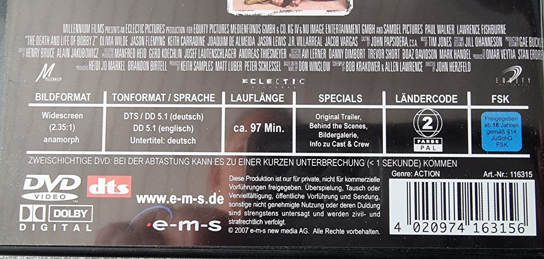 Tous les DVDs: DVD Kill Bobby Z / Paul Walker – D'occasion à Oetwil am See par fineli2 1