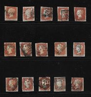 LOT ENGLAND KLASSIK 15 x ONE PENNY RED 1841 KÖNIGIN VICTORIA