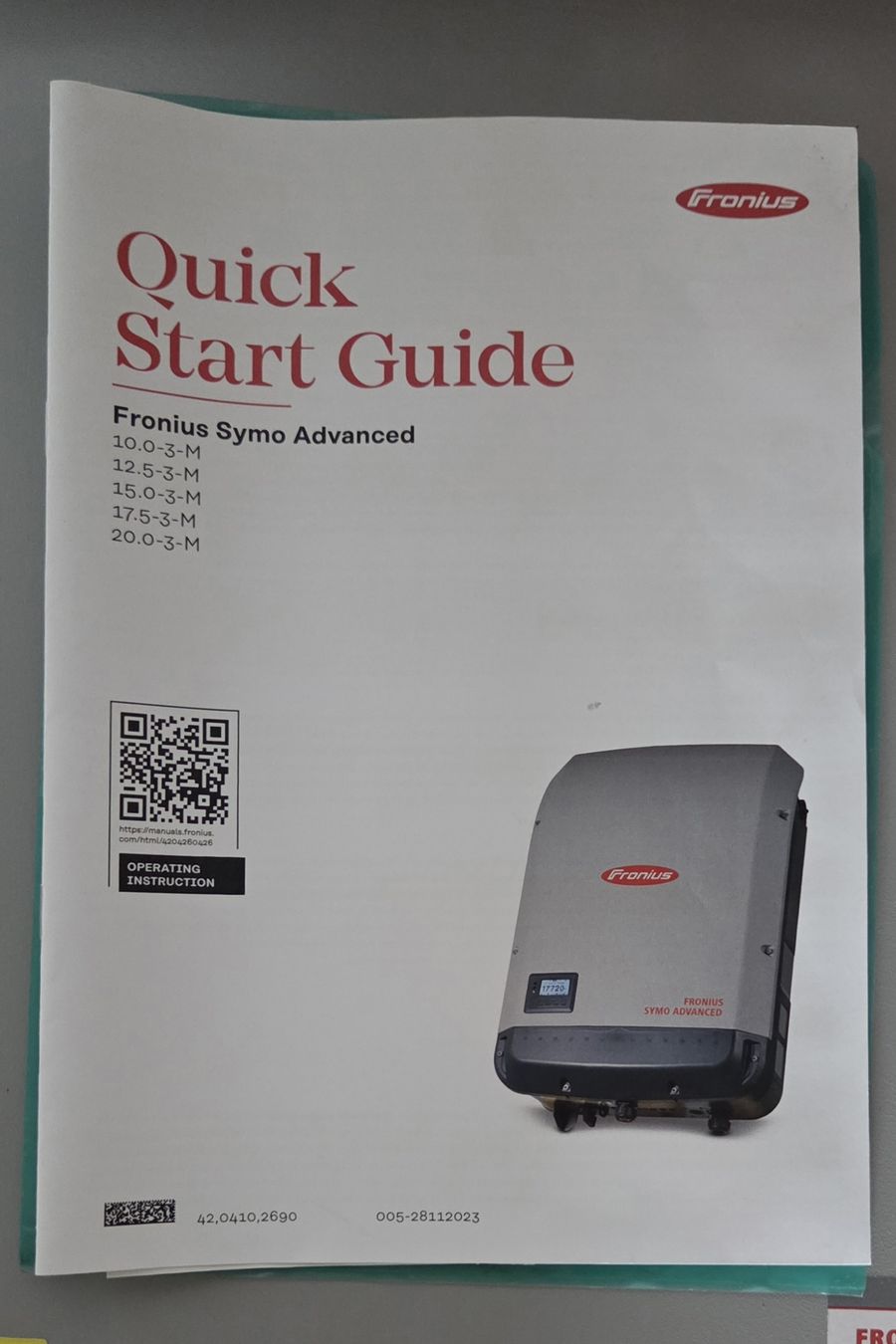 Fronius Inverter: FRONIUS SYMO ADVANCED (Inst. Wechselrichter) – Nuovo (secondo la descrizione) da Wohlen AG venduto da ZEIT-RAUM 1