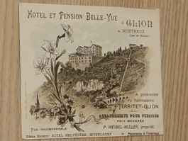 Litho Prospekt / Hotel Et Pension Belle-Vue Glion ca. 1890
