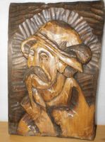 Kunsthandwerk 57 cm gr Holzbild handgeschnitzt  37 cm lang