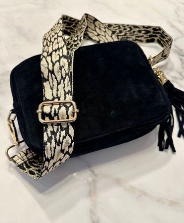 Edle Crossbody Schwarz Echt Wildleder- inkl. Taschengurt