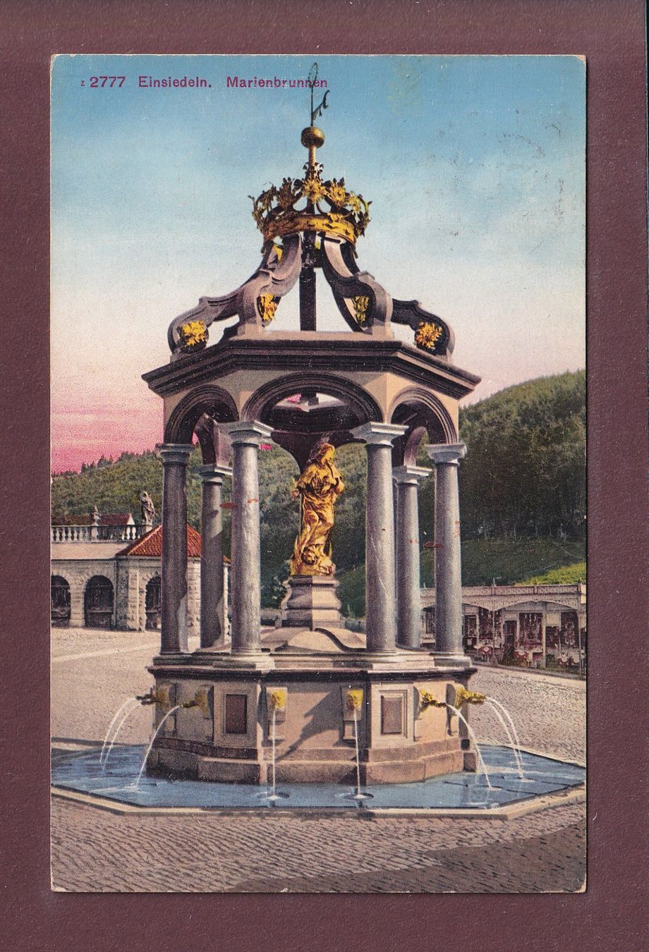 Ansichtskarten: EINSIEDELN - Marienbrunnen - 1927 – Gebraucht aus Pully von nicecards