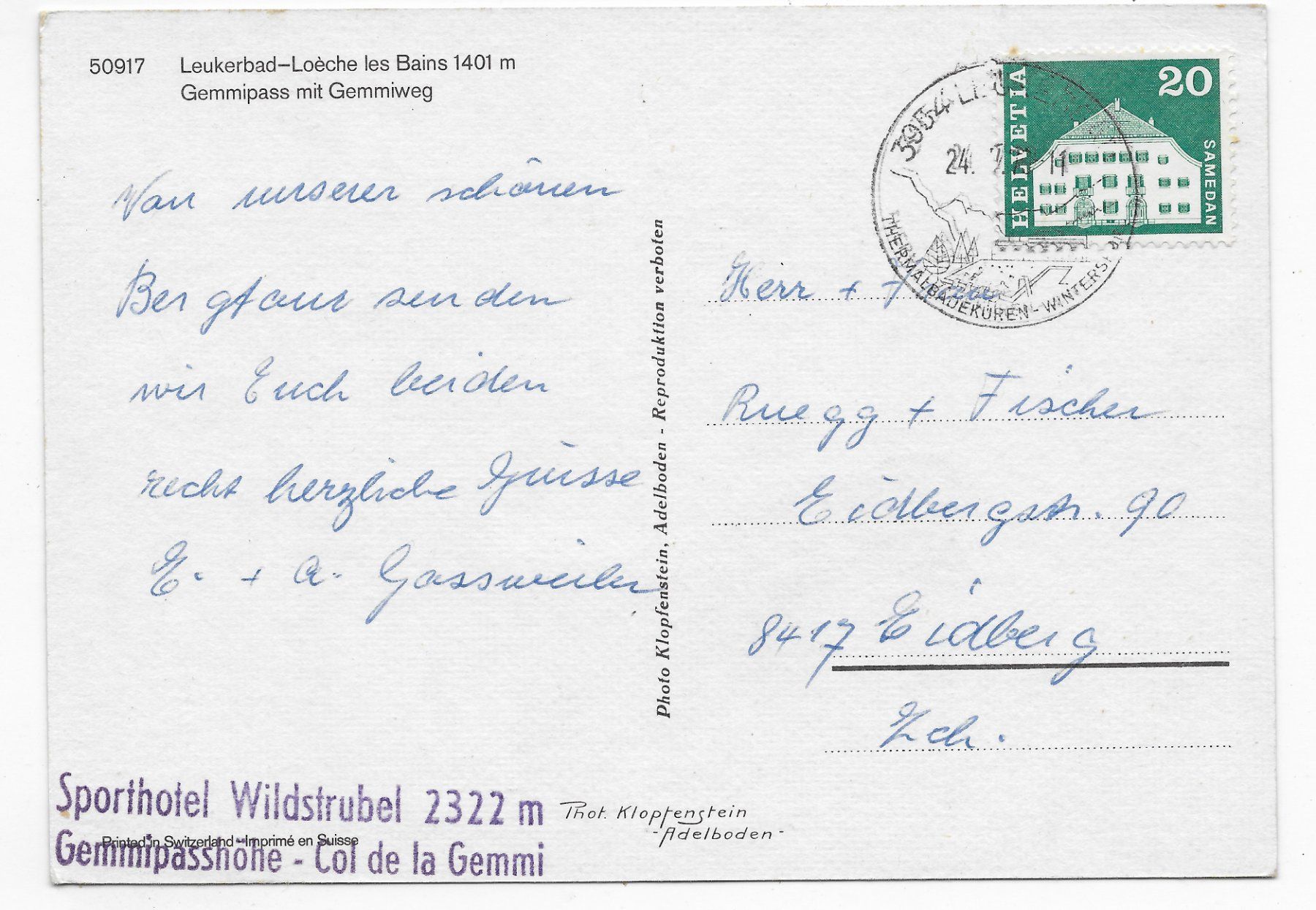 Cartoline postali: Leukerbad, Gemminipass mit Gemminiweg – Usato da Hefenhofen venduto da Richsalz 1
