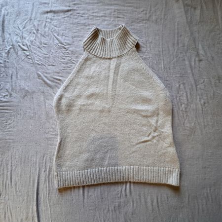 Débardeur col montant beige en maille neuf • taille s