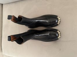 Sandro Paris Chelsea Boots / Stiefeletten Leder Schwarz Gr.