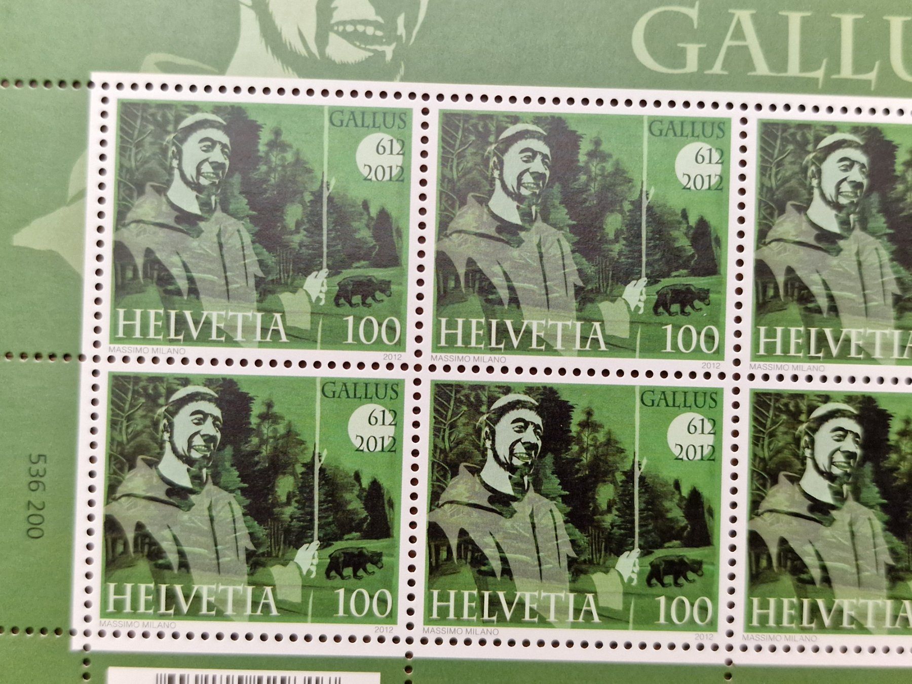Tutti i francobolli: Kleinbogen 2012 - 1423 ** /  "1400 Jahre Gallus" – Usato da Aesch LU venduto da briefmarken.uray 1