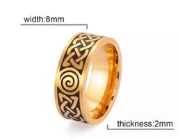 Men ring gold Viking style from stainless steel