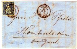 1864 FALTBRIEF VON LUZERN N. HOMBRECHTIKON SITZENDE HELVETIA