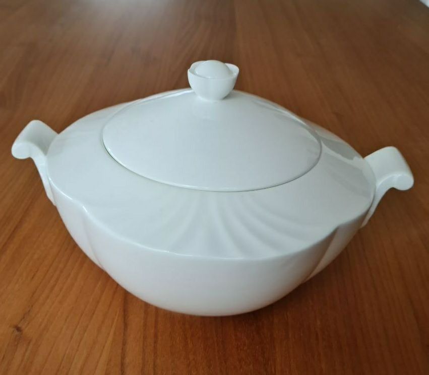Keramik-Suppenschüssel Mit Deckel & Besteck-Set – Schneeflocken-Kirschblüten Muster, Mikrowellengeeignet