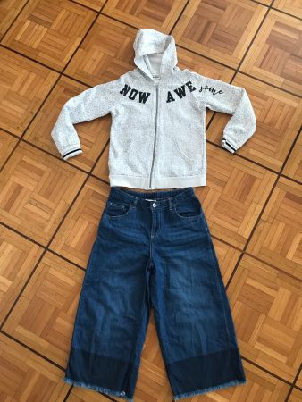 BRUMS Jacke mit Japuze und  wide legs Jeans, Gr.152