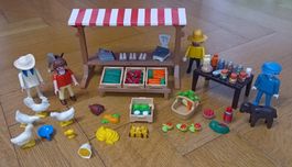 Playmobil : stand de légumes (6121) + poules, etc.