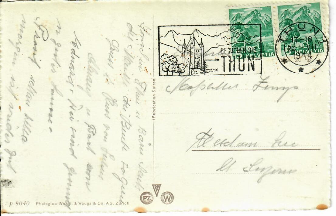 Cartes postales: Thun, Schadau Park  1944 – D'occasion à Hochdorf par Ziegel-16 1