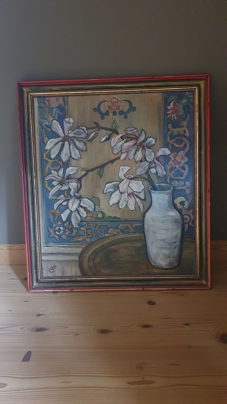 Gemälde: Blumenstillleben Gemälde, signiert Volk, mit Rahmen. – Gebraucht aus Kölliken von Jonalu 3
