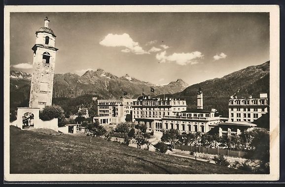 Cartes postales: St. Moritz, Kulm Hotels mit Kirchturm un – D'occasion à Berlin par bartko-reher