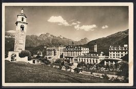 St. Moritz, Kulm Hotels mit Kirchturm un