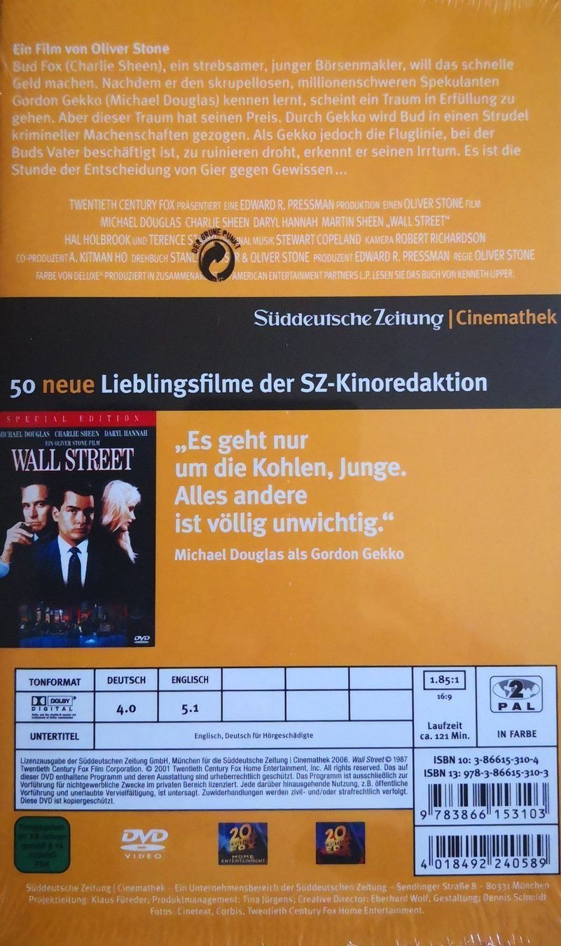 Tutti i DVDs: WALL STREET - OLIVER STONE - OVP - DVD – Usato da Greifensee venduto da scharmant 1