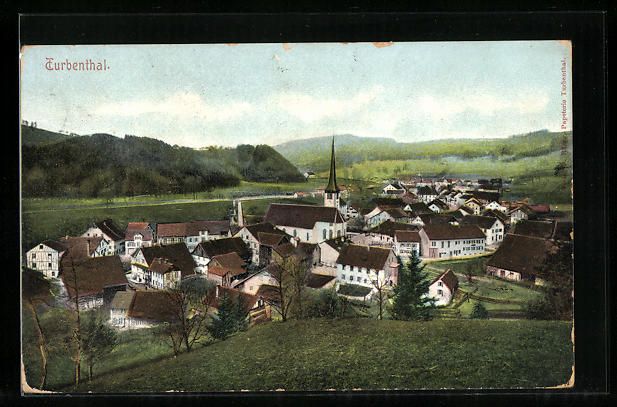Cartoline postali: AK Turbenthal, Ortsansicht mit Kirche – Usato da Berlin venduto da bartko-reher