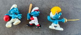3 Schlumpf Figuren Sportler Peyo Schleich Vintage