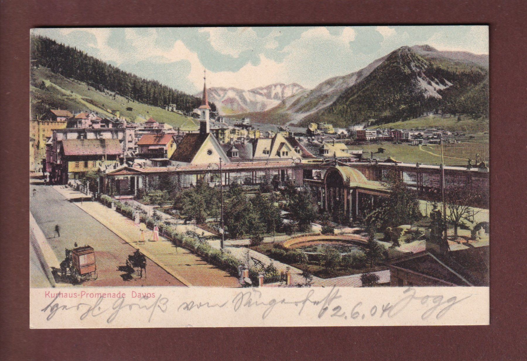 Cartoline postali: DAVOS - Kurhaus-Promenade - 1904 – Usato da Pully venduto da nicecards