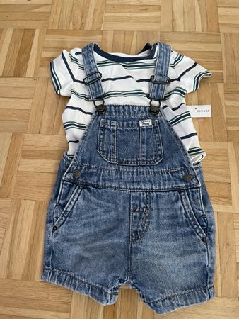 Baby-Set Gr. 68/3-6M: Shirt & Jeans-Latzhose für Sommer!