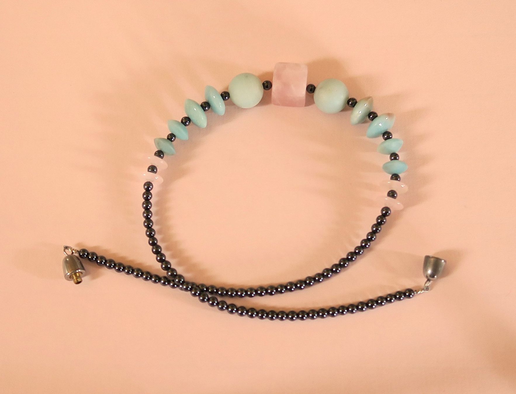 Catenine: Amazonit-, Hämatit-, Rosenquarz Perlenkette – Usato da Brittnau venduto da marlenestone 4