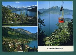Weggis, 3-Bilderkarte,1984, gelaufen, Grossformat
