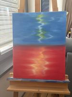 Original Abstract Oil Painting Red Blue Canvas Art