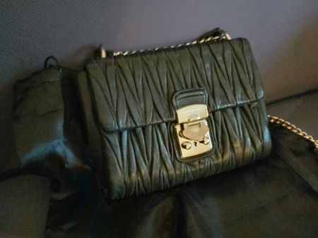 Miu Miu Designer Leder Tasche Handtasche m. Sack schwarz TOP