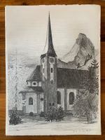 Lithographie Anton Mutter, Kirche und Z’hori