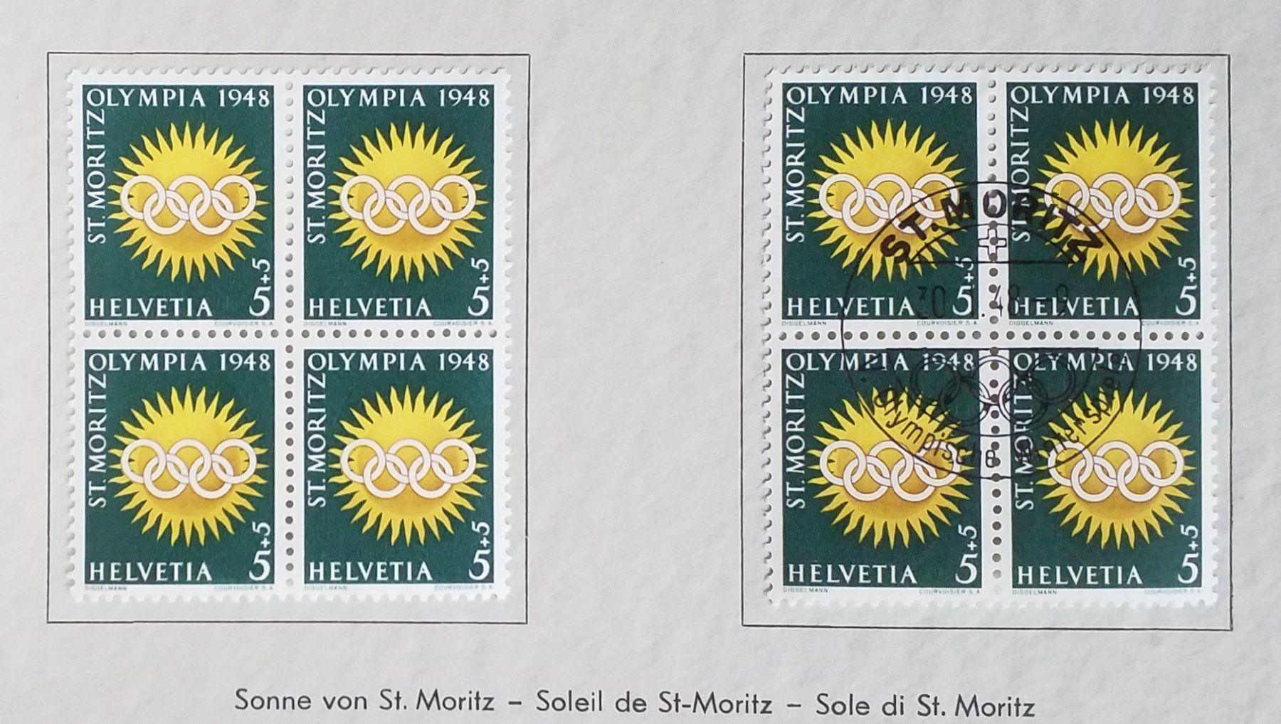 Tutti i francobolli: 1948, Geschenkheft, Olympia St. Moritz 4-Block Kt. 138.- – Nuovo (secondo la descrizione) da Baden venduto da Eggi 1