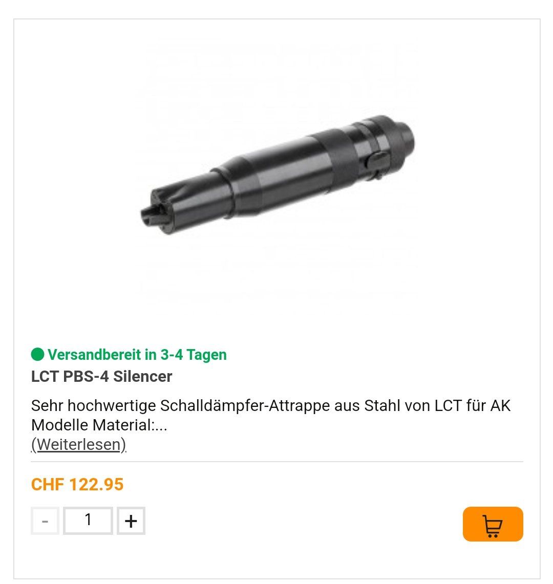Fumetti: LCT PBS4 Airsoft Schalldämpfer – Usato da Jonen venduto da EFT-Fence-TRADER 4