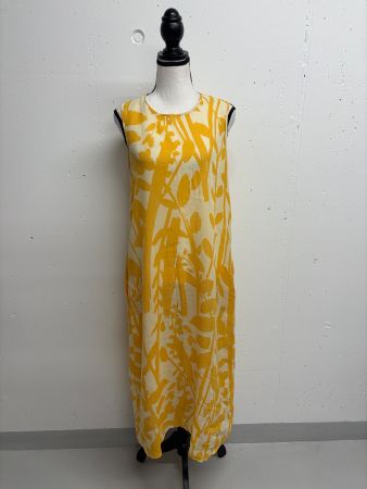 Liviana Conti Midikleid Leinen Muster gelb Kleid Gr. 38