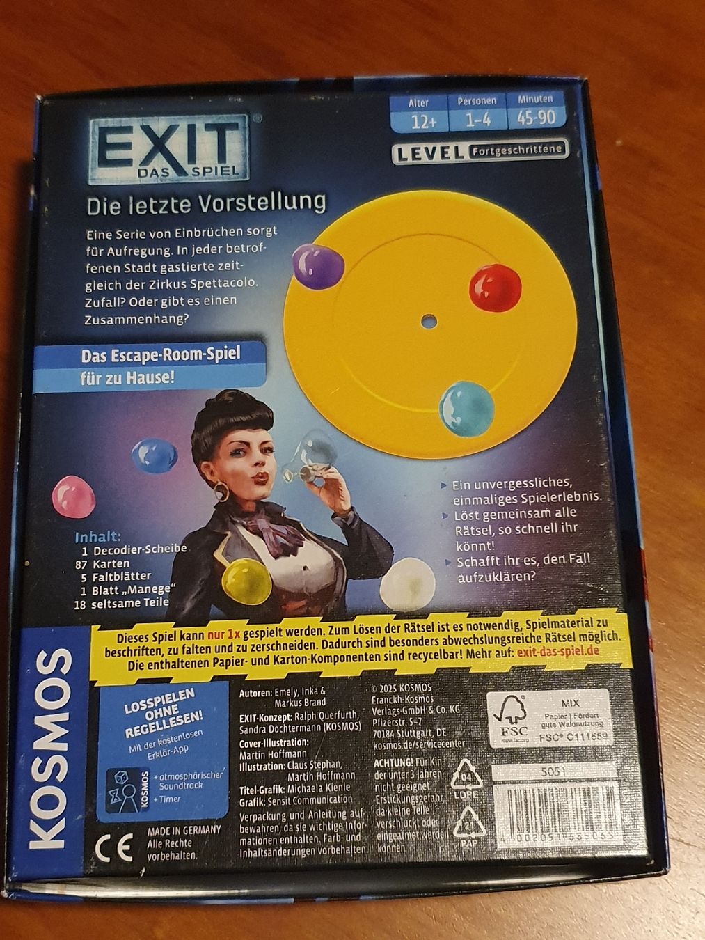 Kosmos Spiele: Exit - Die letzte Vorstellung – Gebraucht aus Neftenbach von Zlin87 1