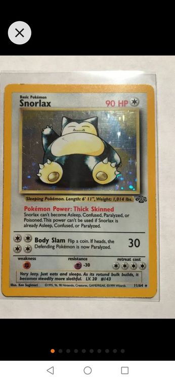 Carte Pokémon Snorlax Jungle Holo En 11/64 3
