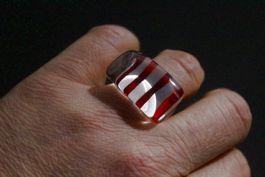 Vintage Space-Age Acrylglas-Ring, handbemalt, um 1970, NOS
