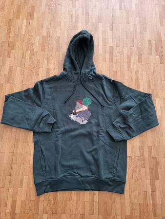 Sweat à capuche vert brodé unisexe B&C organic M